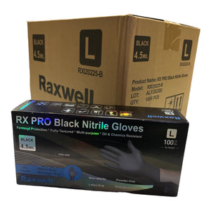 Raxwell - Black Nitrile Case 4.5 mil Gloves ( 1,000ct )